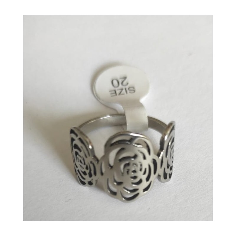 Edelstahl Ring mit Ornament aus Rosen