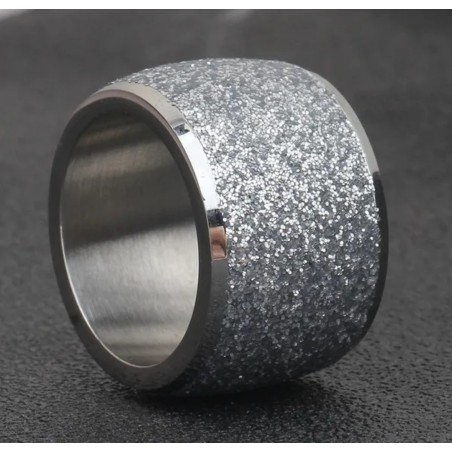 Edelstahlring Silberfarben Diamantiert, grob rhodiniertes Design